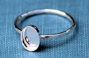 7x5mm Oval Bezel Thin Ring blank Silver