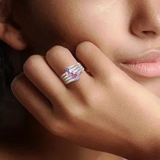 8 Stone Wave Ring