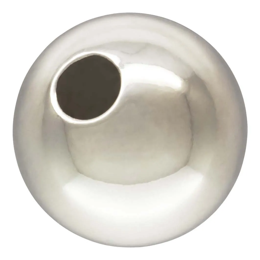 8.0mm Bead Light 2.2mm Hole, Sterling Silver. Made in USA. #5001208