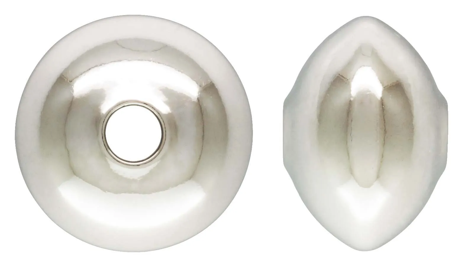 8.0x5.2mm Saucer Bead 1.6mm Hole, Sterling Silver. Made in USA. #5020137
