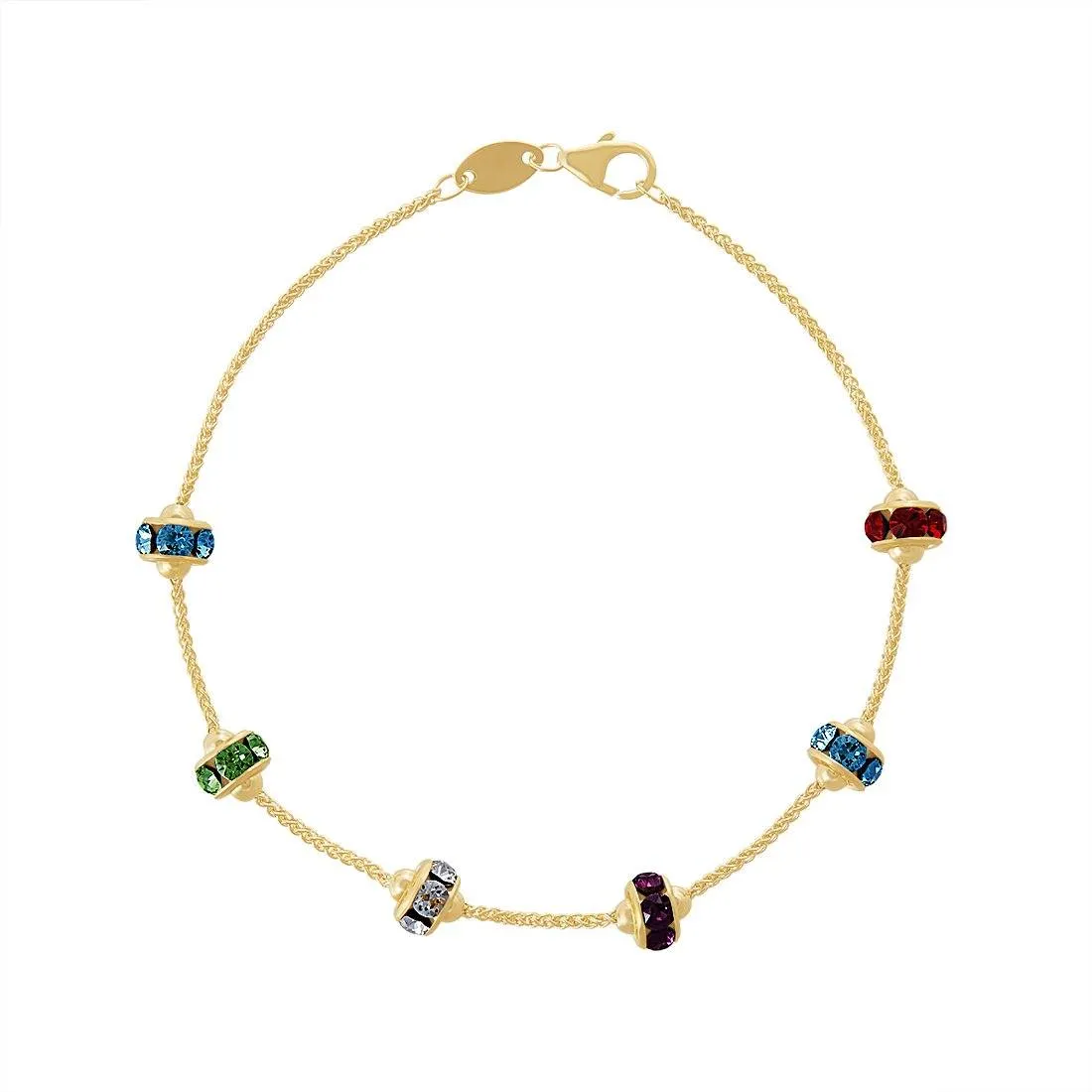 9ct Yellow Gold Silver Infused Crystal Lucky Rings Bracelet