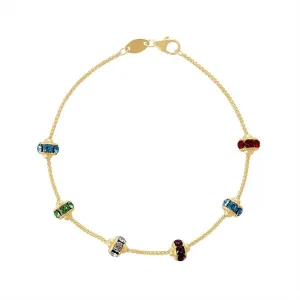 9ct Yellow Gold Silver Infused Crystal Lucky Rings Bracelet