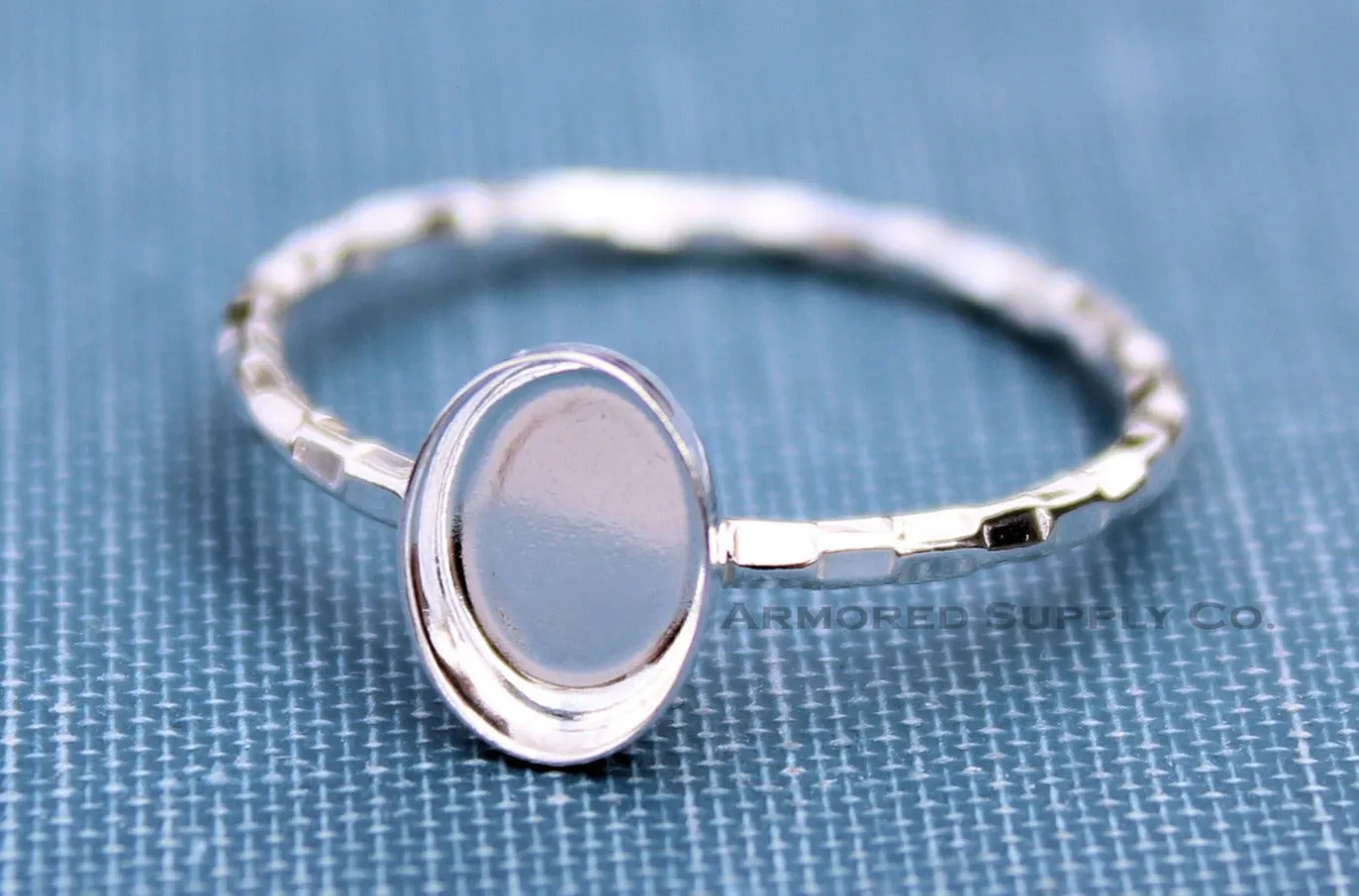 9x7mm Oval Bezel Checkered Ring blank