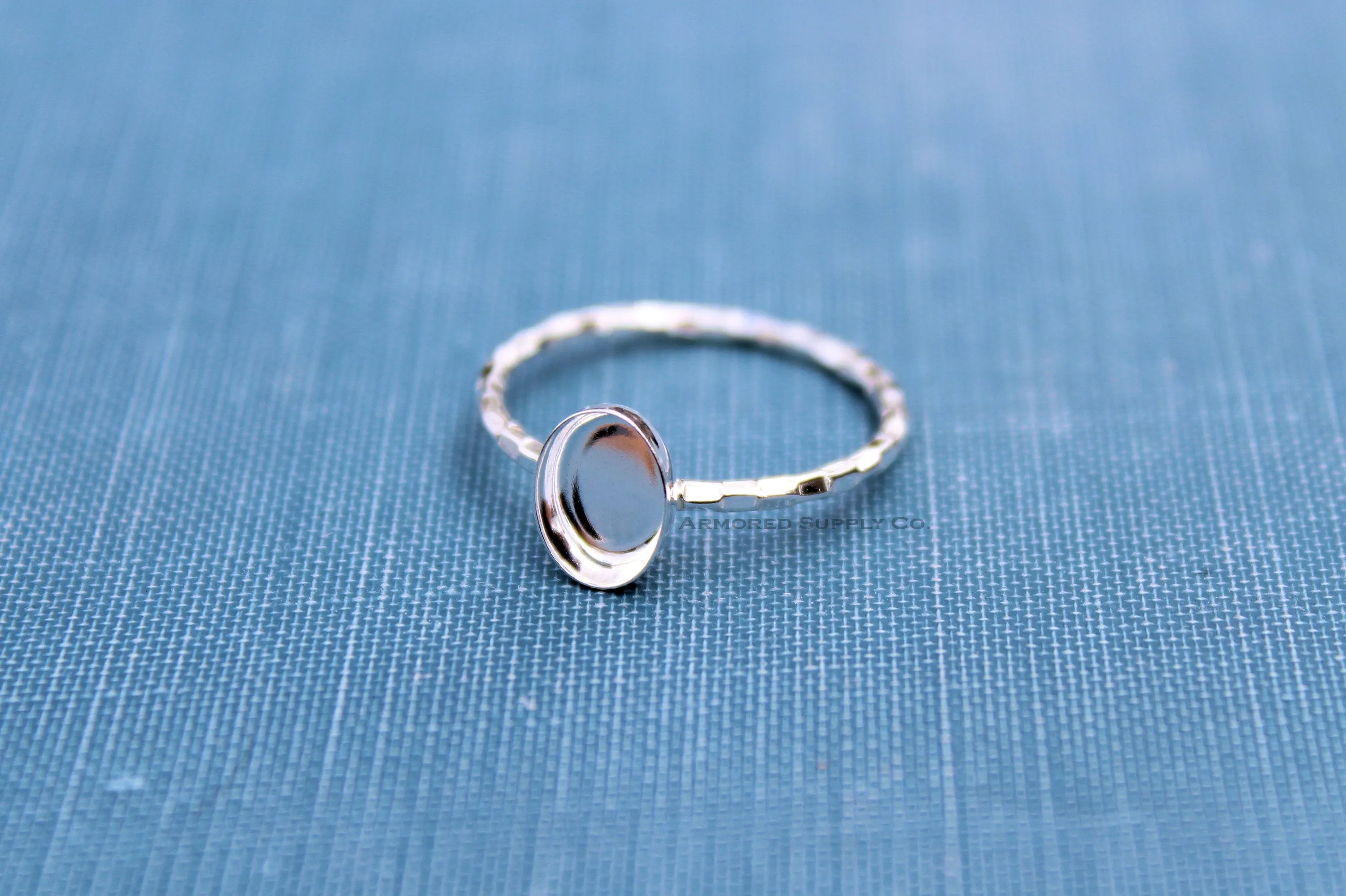 9x7mm Oval Bezel Checkered Ring blank