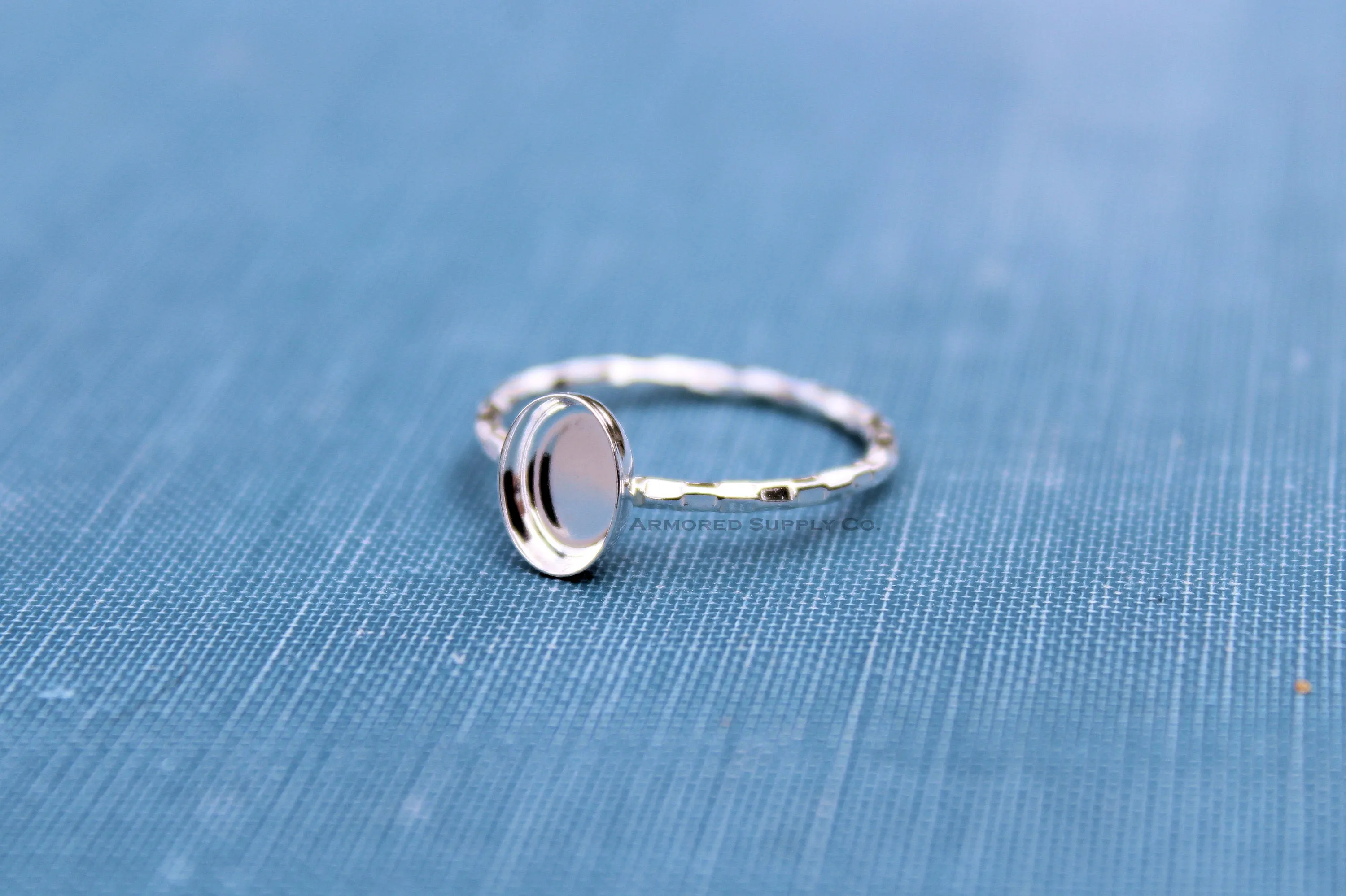 9x7mm Oval Bezel Checkered Ring blank