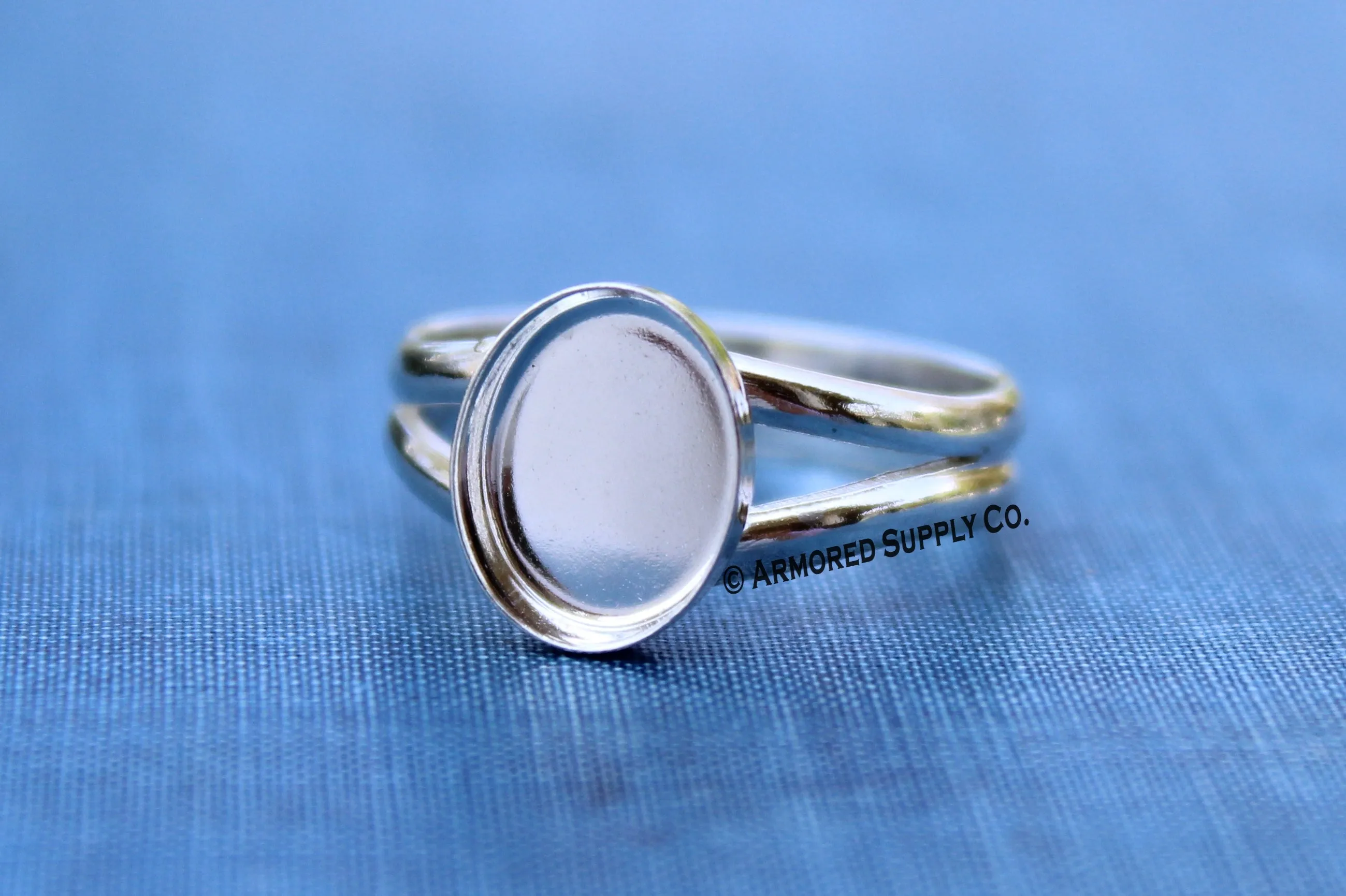 9x7mm Oval Bezel Sterling Silver Split Shank Ring Band blank