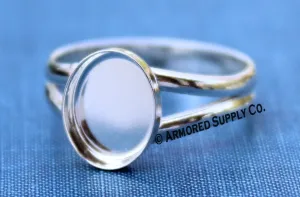 9x7mm Oval Bezel Sterling Silver Split Shank Ring Band blank