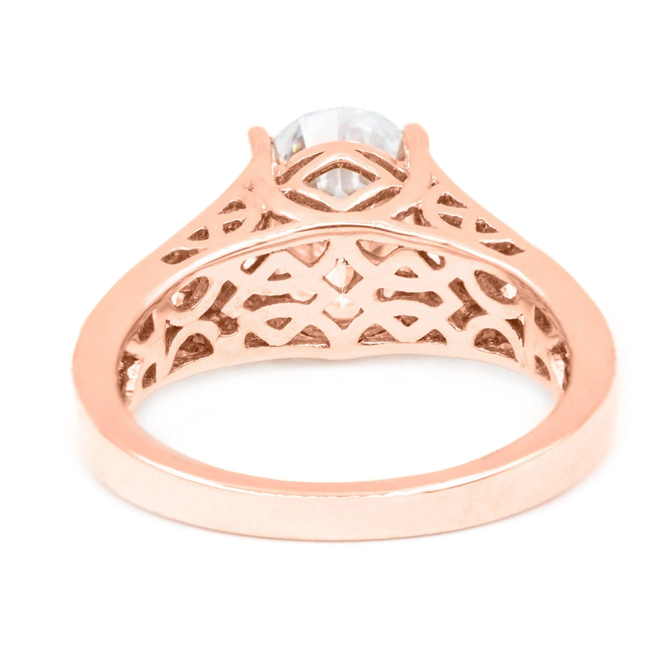 9x7mm Oval Center 14K Rose Gold Cathedral Design Basket Ring