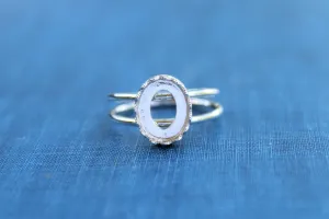 9x7mm Silver Oval Crown Bezel Double Band Ring blank