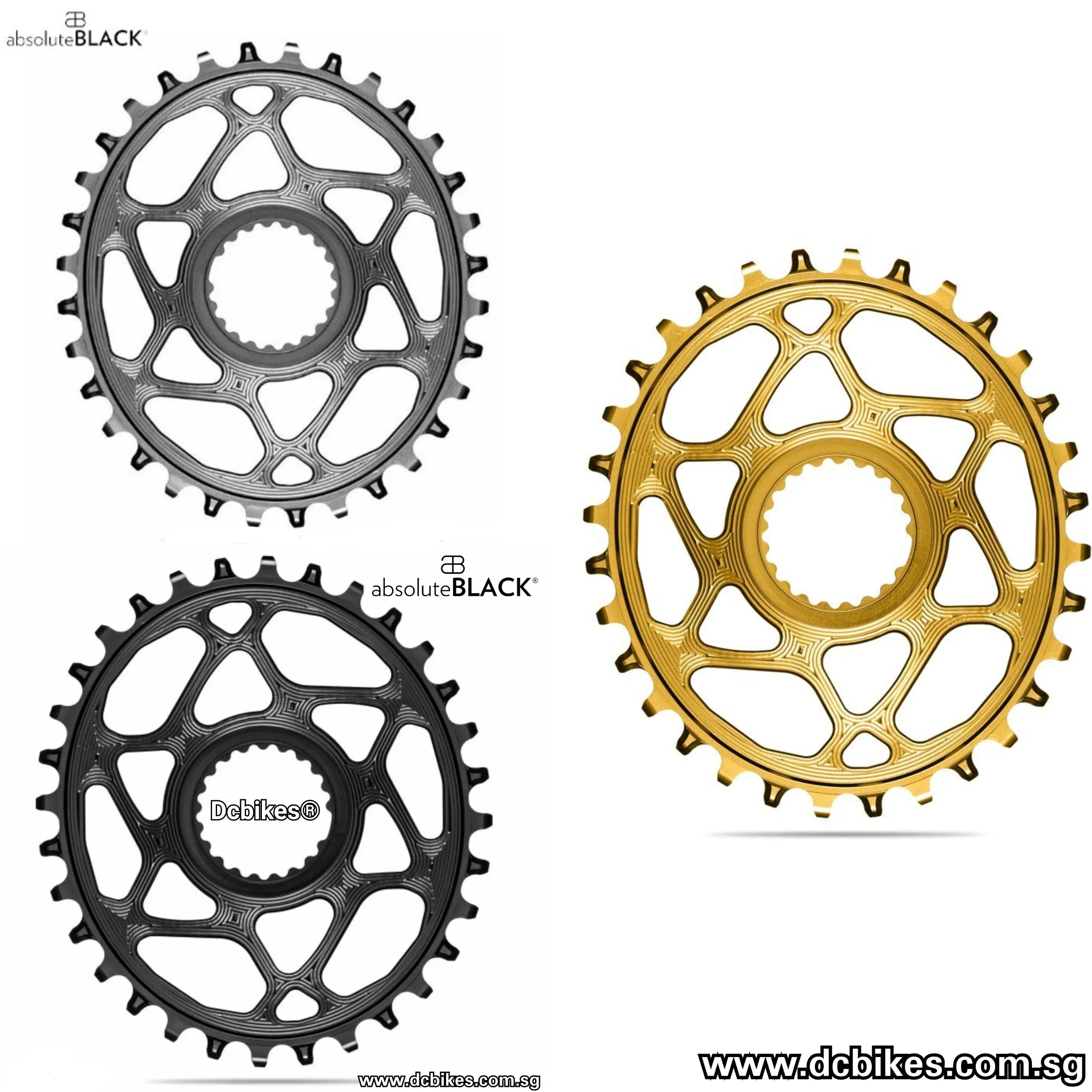 Absoluteblack 30T | 32T | 34T | 36T Direct Mount Oval | 12 Speed HG  For Shimano XTR M9100 | XT M8100 | SLX M7100 Crank