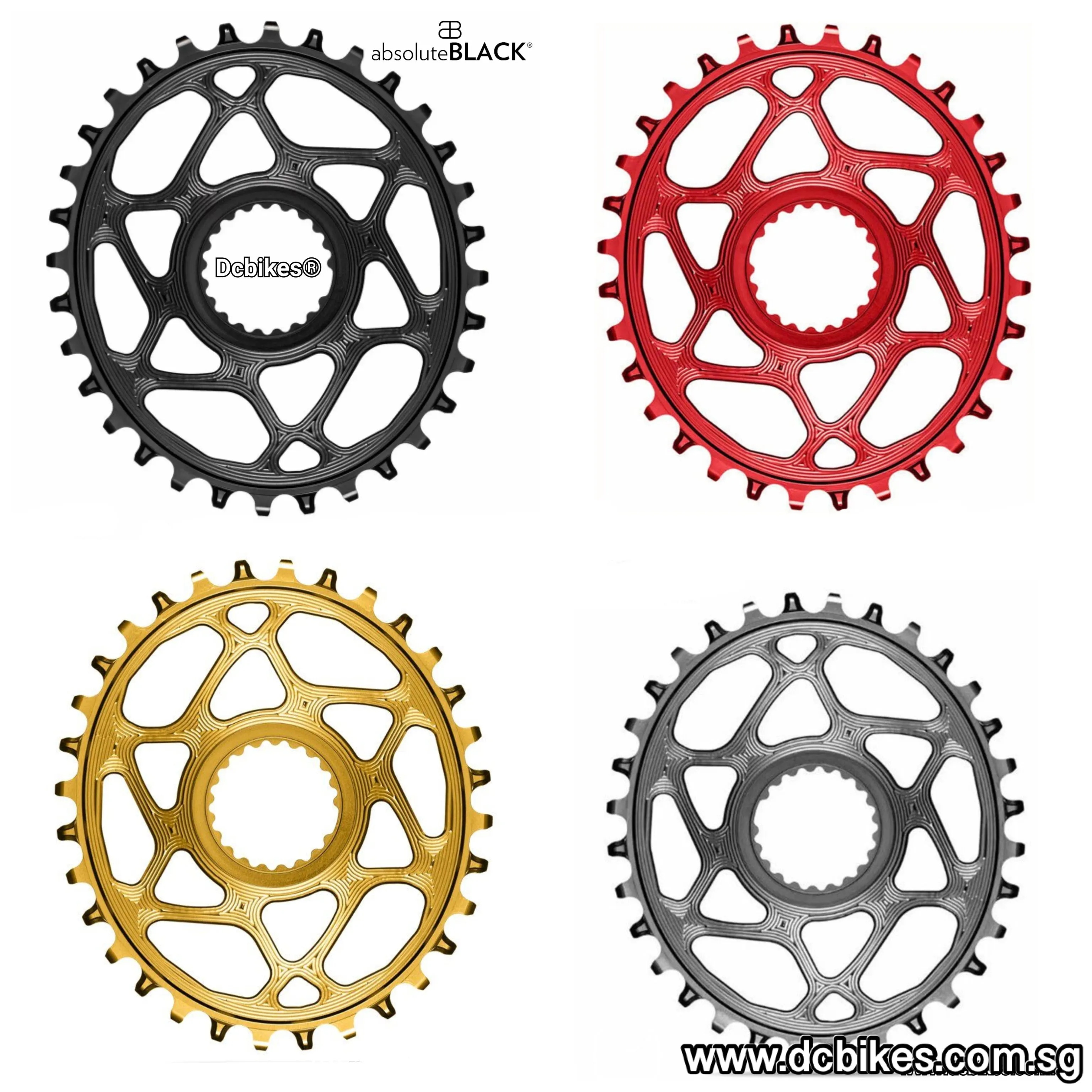 Absoluteblack 30T | 32T | 34T | 36T Direct Mount Oval | 12 Speed HG  For Shimano XTR M9100 | XT M8100 | SLX M7100 Crank