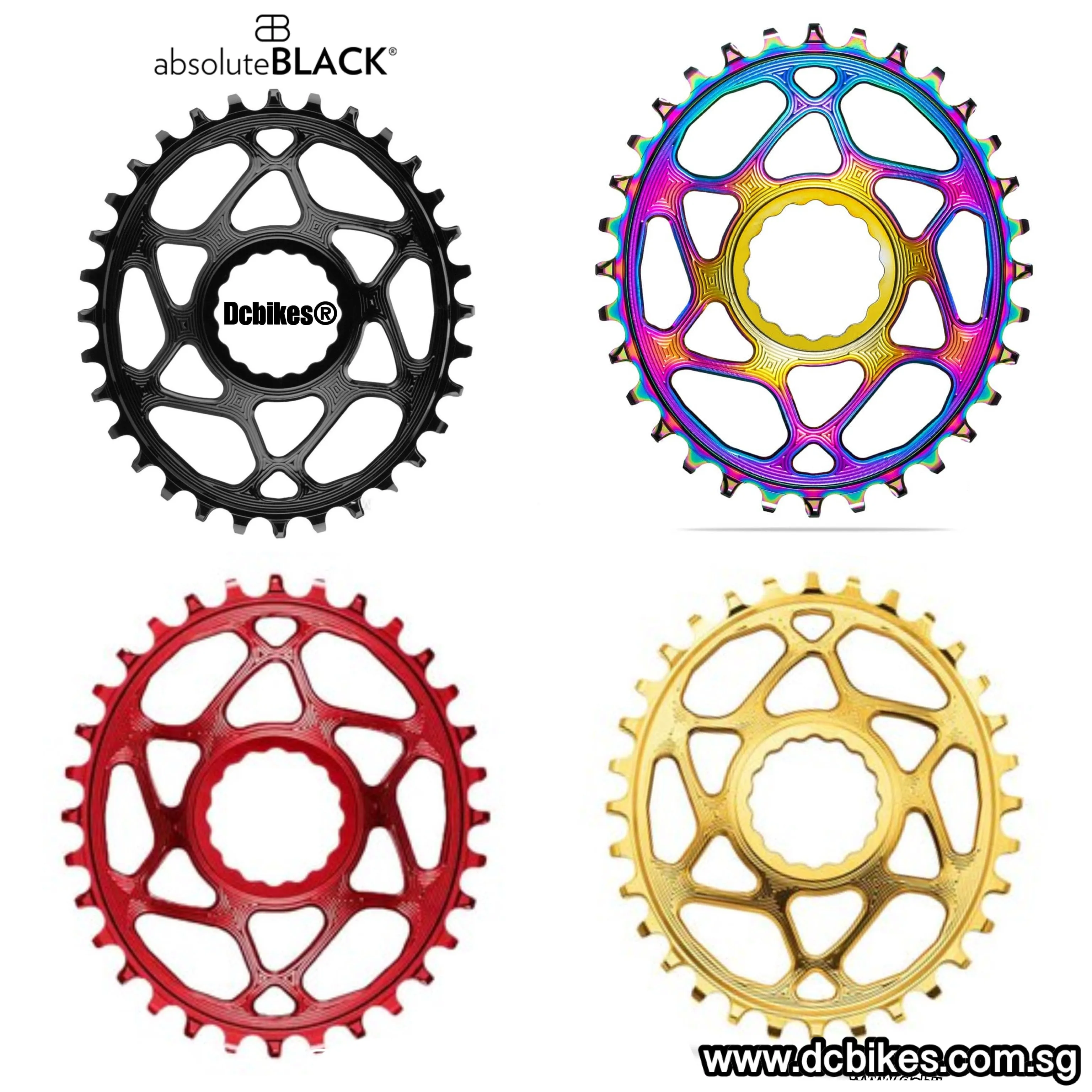 AbsoluteBLACK 30T | 32T | 34T | 36T Oval Cinch Chain Ring For Race Face Crank 3mm | 6mm