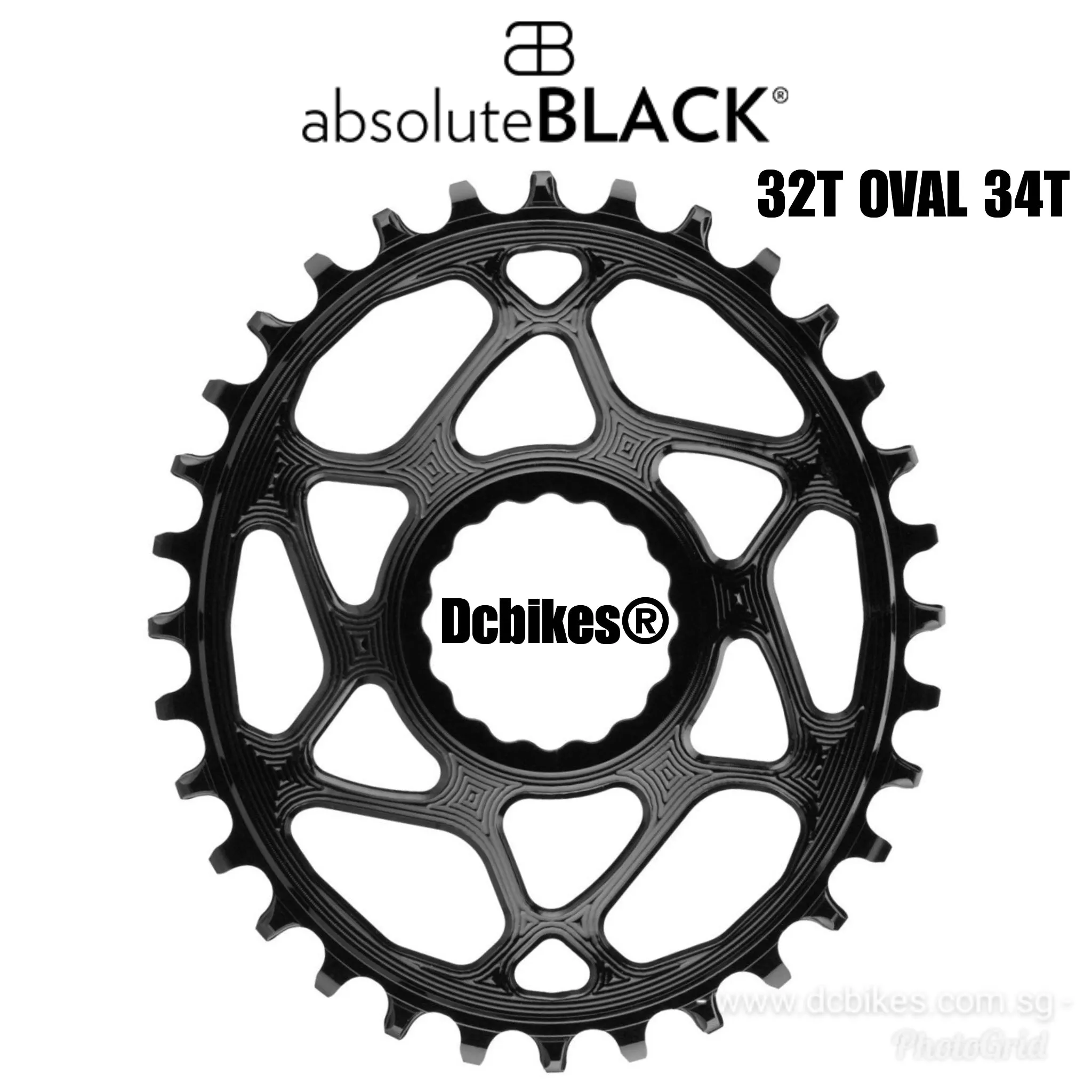AbsoluteBLACK 30T | 32T | 34T | 36T Oval Cinch Chain Ring For Race Face Crank 3mm | 6mm