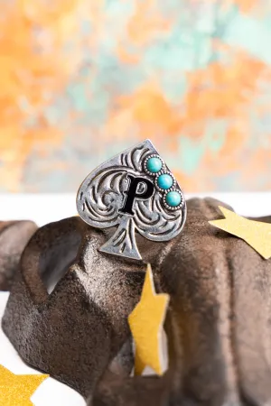 Ace Of Spades 'P' Silvertone Cuff Ring