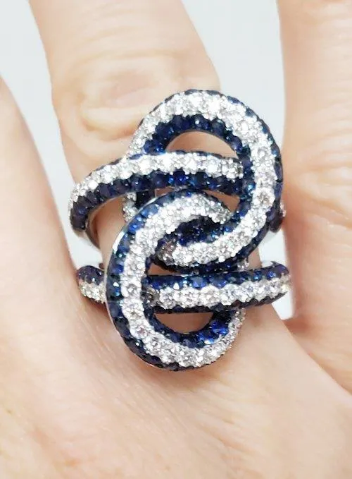 Afarin Collection 1.85 Diamond & 4.88ct Sapphire Entwined Ring VS/F in 18k Gold