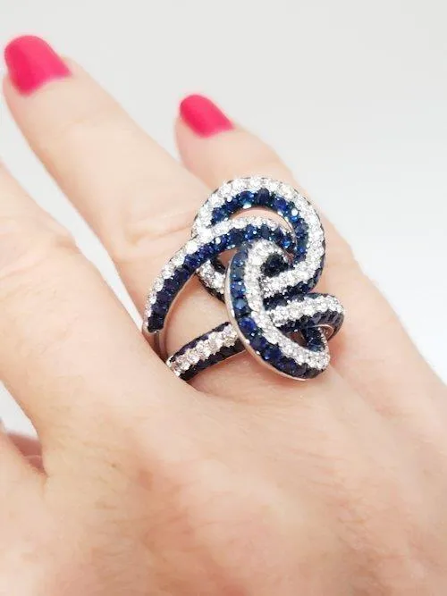 Afarin Collection 1.85 Diamond & 4.88ct Sapphire Entwined Ring VS/F in 18k Gold