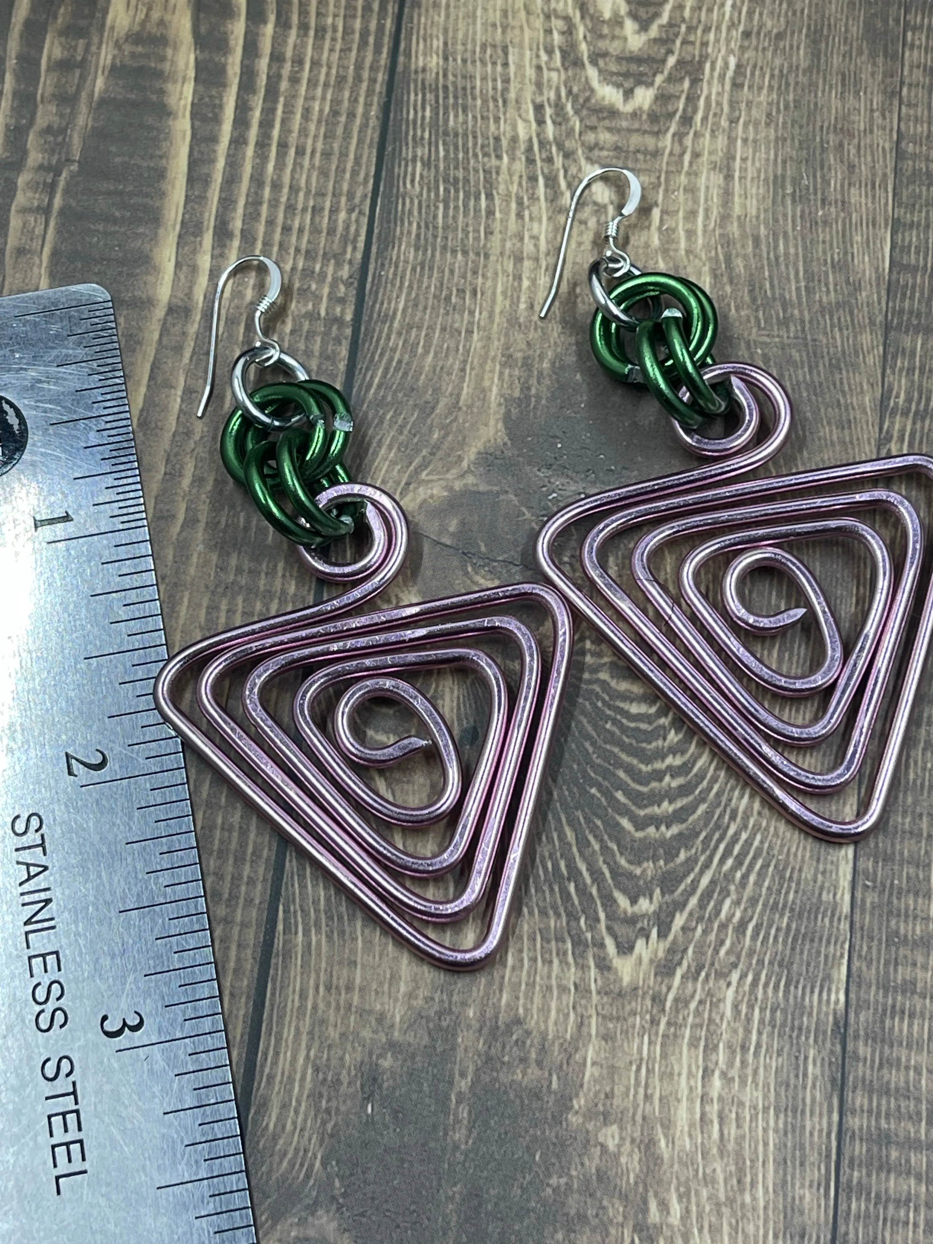 AKA inspired Pink and Green Earrings