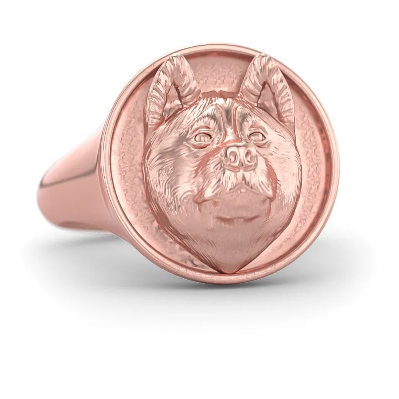 Akita Classic Round Signet Ring