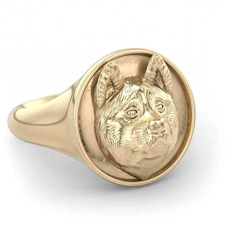 Akita Classic Round Signet Ring