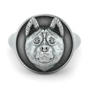 Akita Classic Round Signet Ring