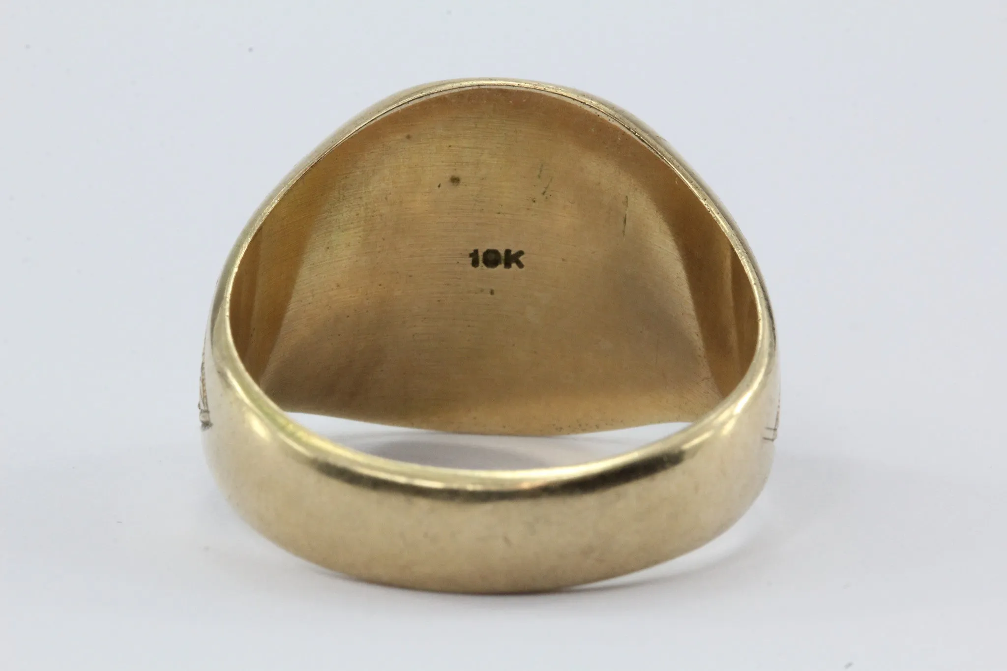 Antique 10K Gold & Enamel Masonic Knights Templar Ring Blood Red Passion Ring