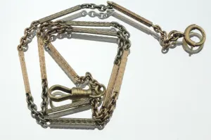 Antique 14K Multi-tone Rose, White & Yellow Gold Watch Chain 14.5"