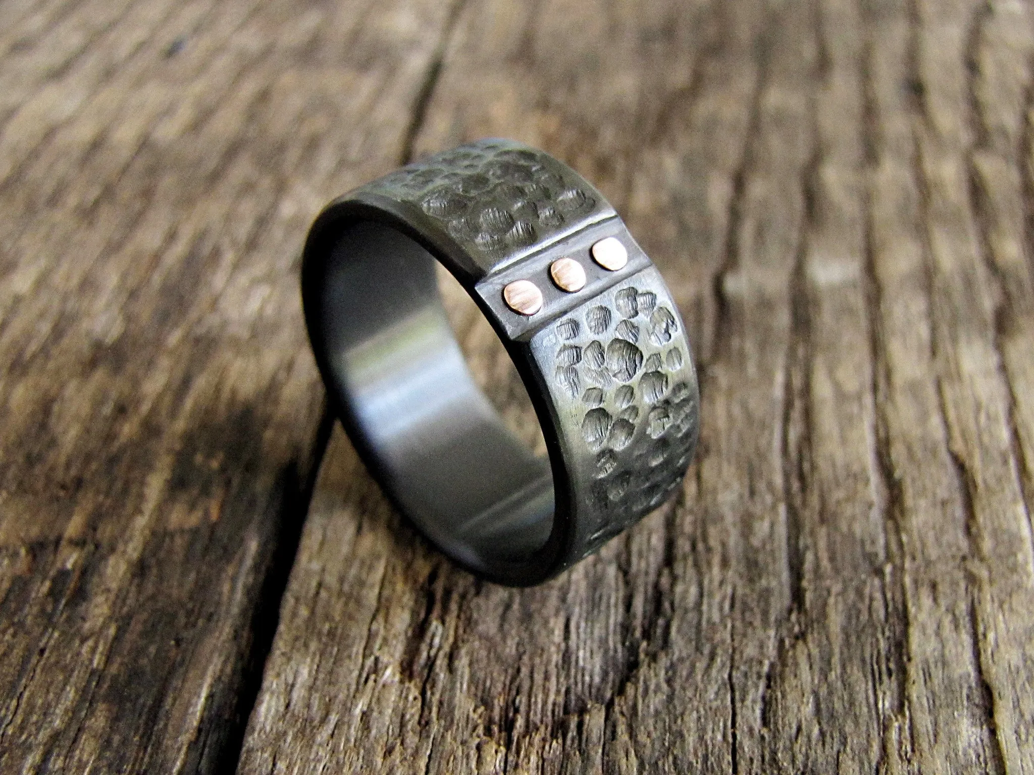 Archon - Black Zirconium and Rose Gold Wedding Band