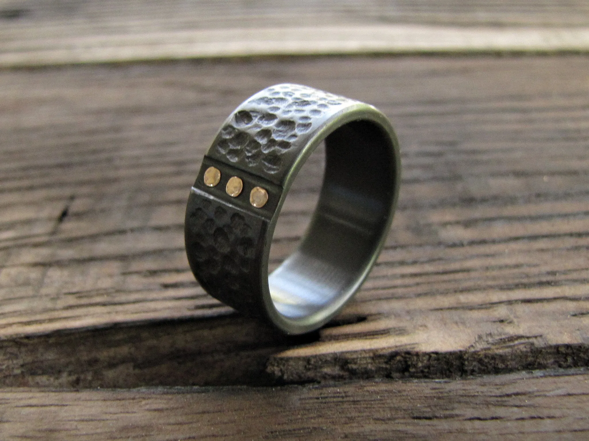 Archon - Black Zirconium and Rose Gold Wedding Band