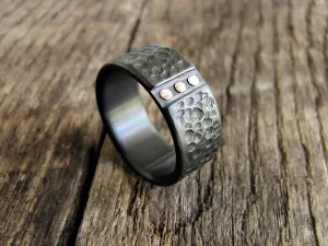 Archon - Black Zirconium and Rose Gold Wedding Band
