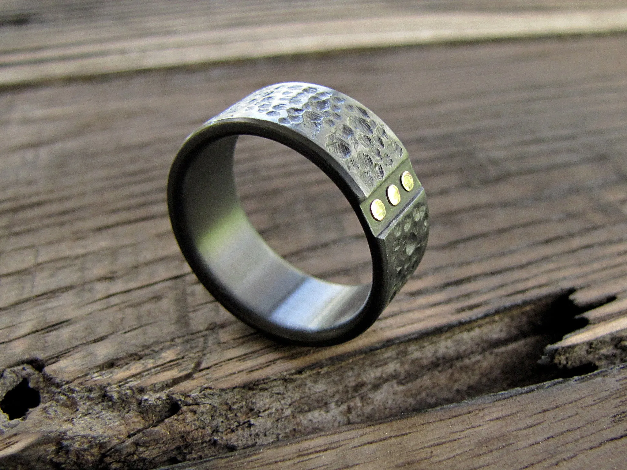 Archon - Black Zirconium and Rose Gold Wedding Band