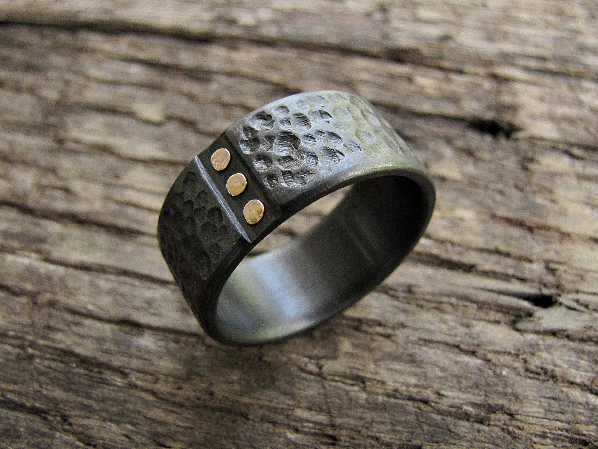 Archon - Black Zirconium and Rose Gold Wedding Band
