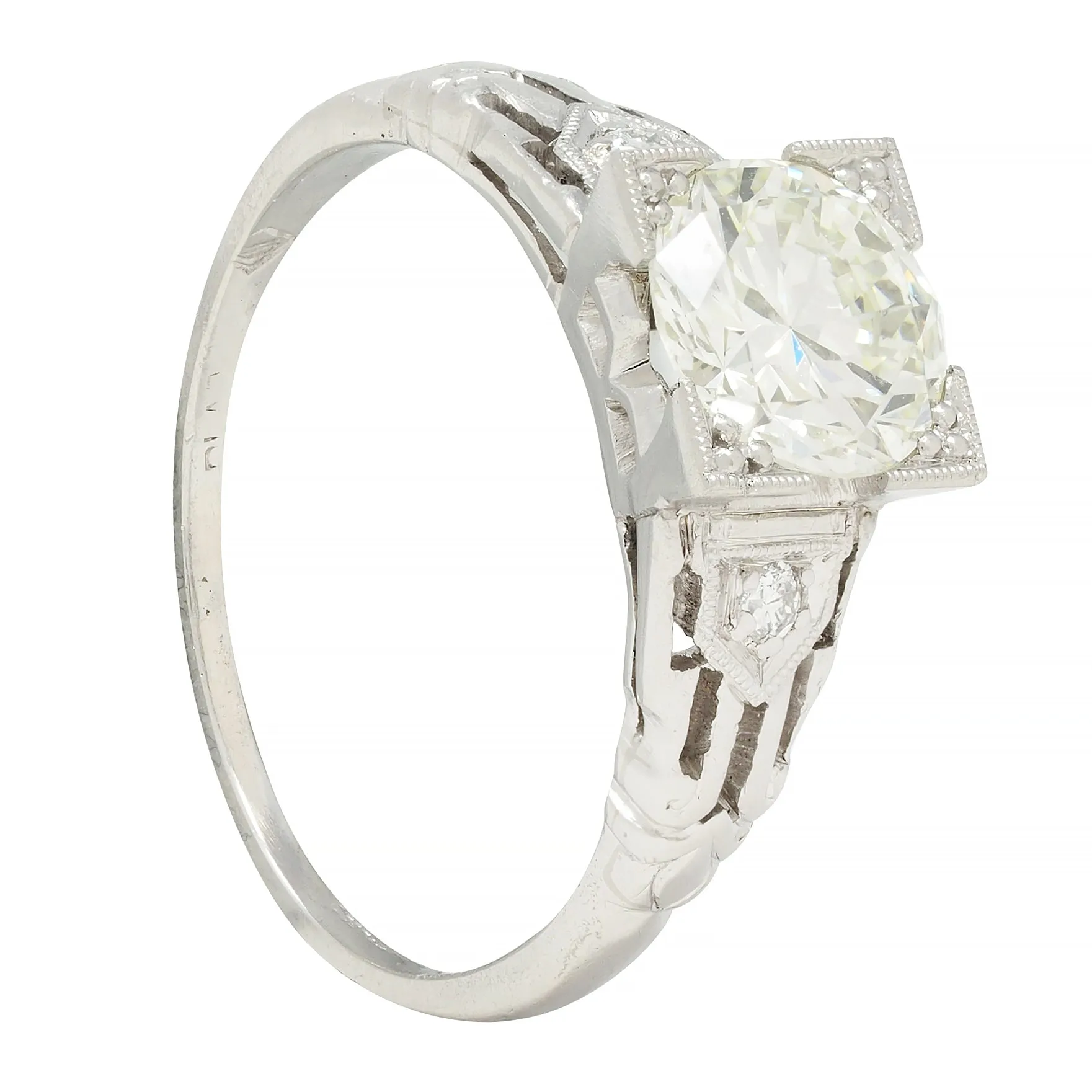 Art Deco 1.03 CTW Old European Cut Diamond Platinum Streamlined Vintage Engagement Ring