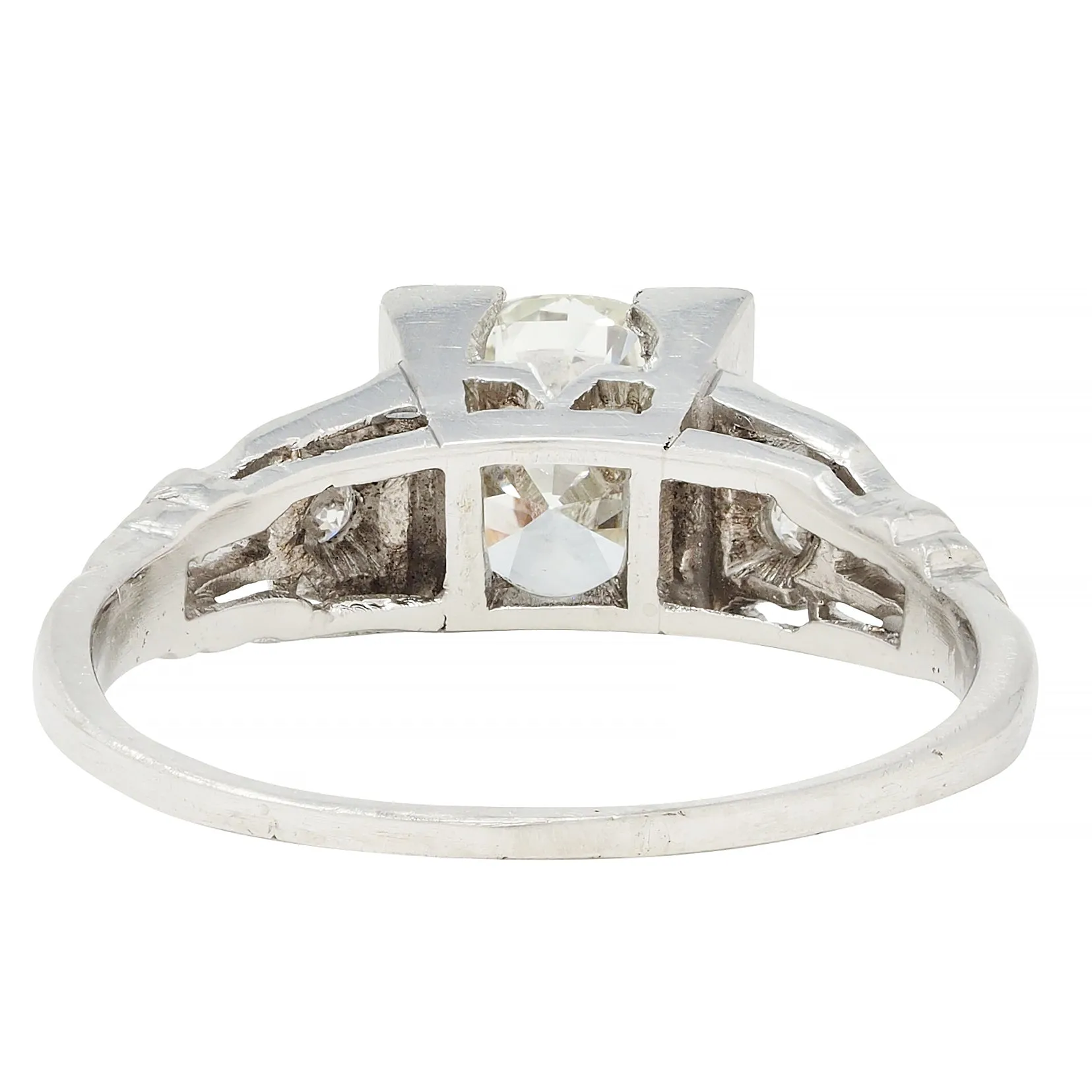 Art Deco 1.03 CTW Old European Cut Diamond Platinum Streamlined Vintage Engagement Ring