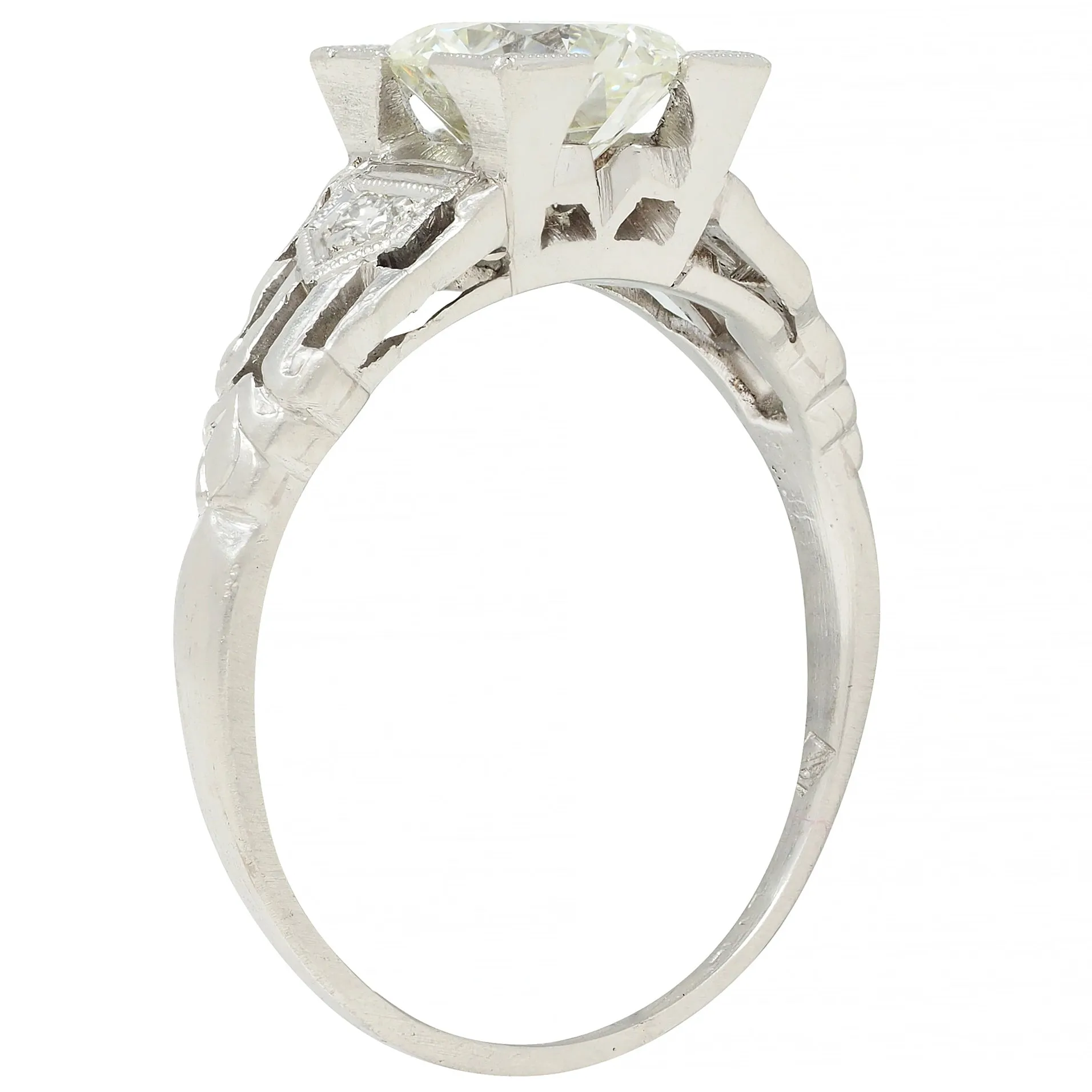 Art Deco 1.03 CTW Old European Cut Diamond Platinum Streamlined Vintage Engagement Ring