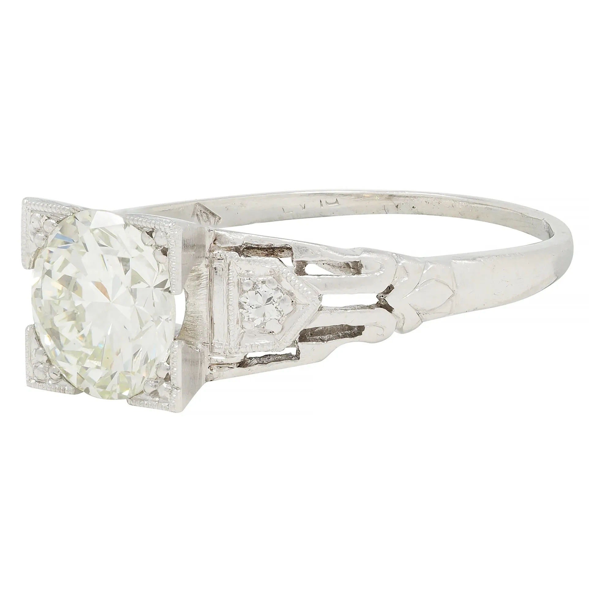 Art Deco 1.03 CTW Old European Cut Diamond Platinum Streamlined Vintage Engagement Ring