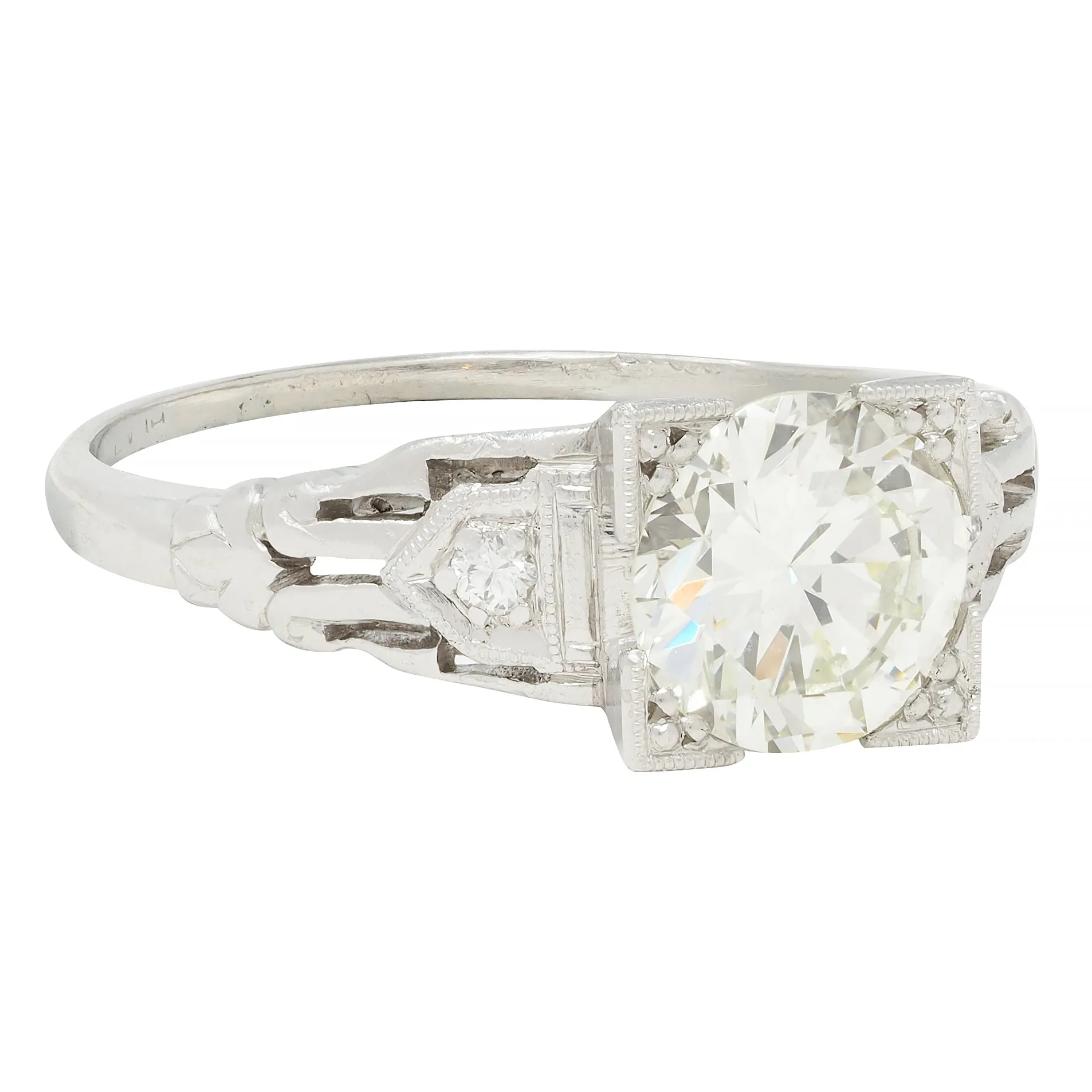 Art Deco 1.03 CTW Old European Cut Diamond Platinum Streamlined Vintage Engagement Ring