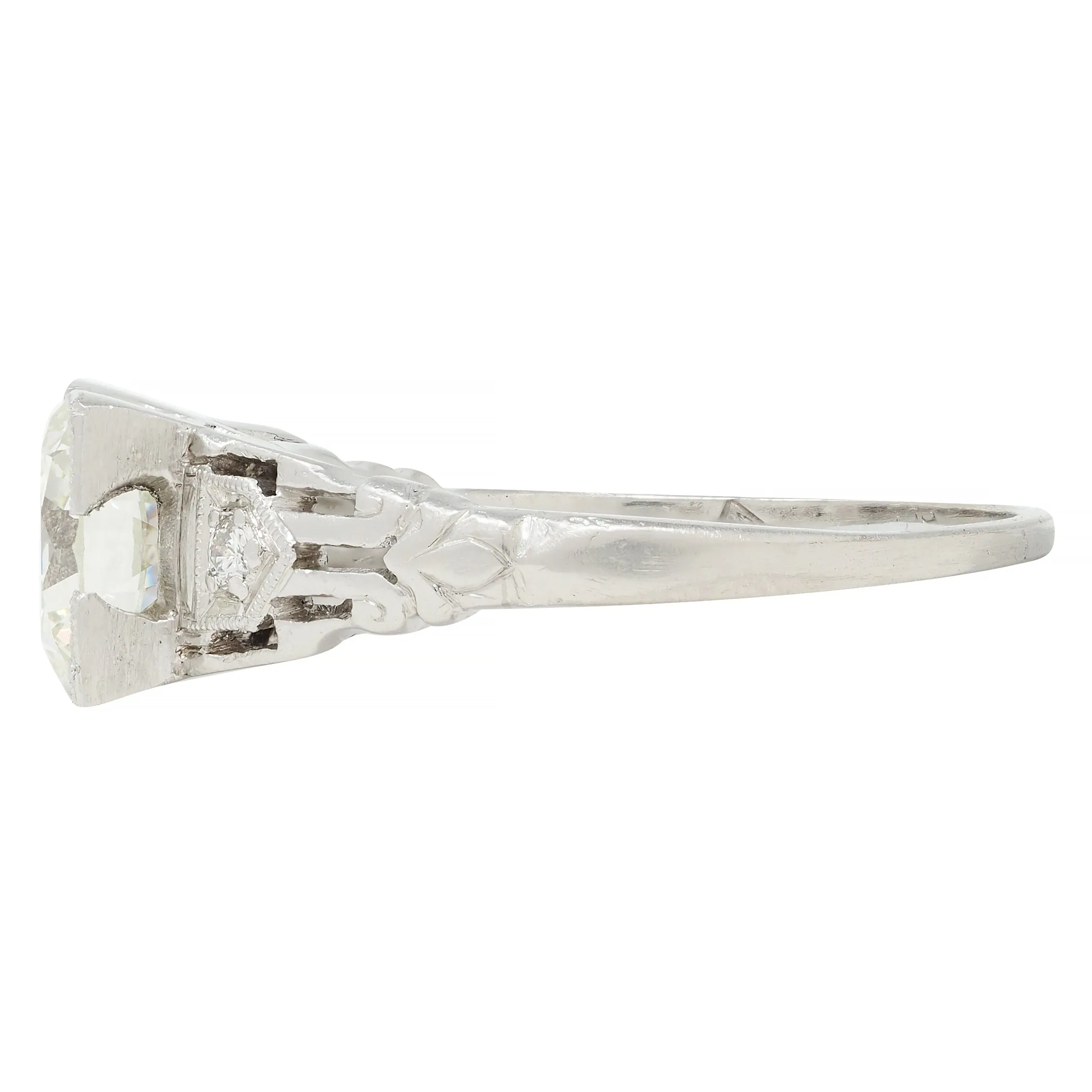 Art Deco 1.03 CTW Old European Cut Diamond Platinum Streamlined Vintage Engagement Ring