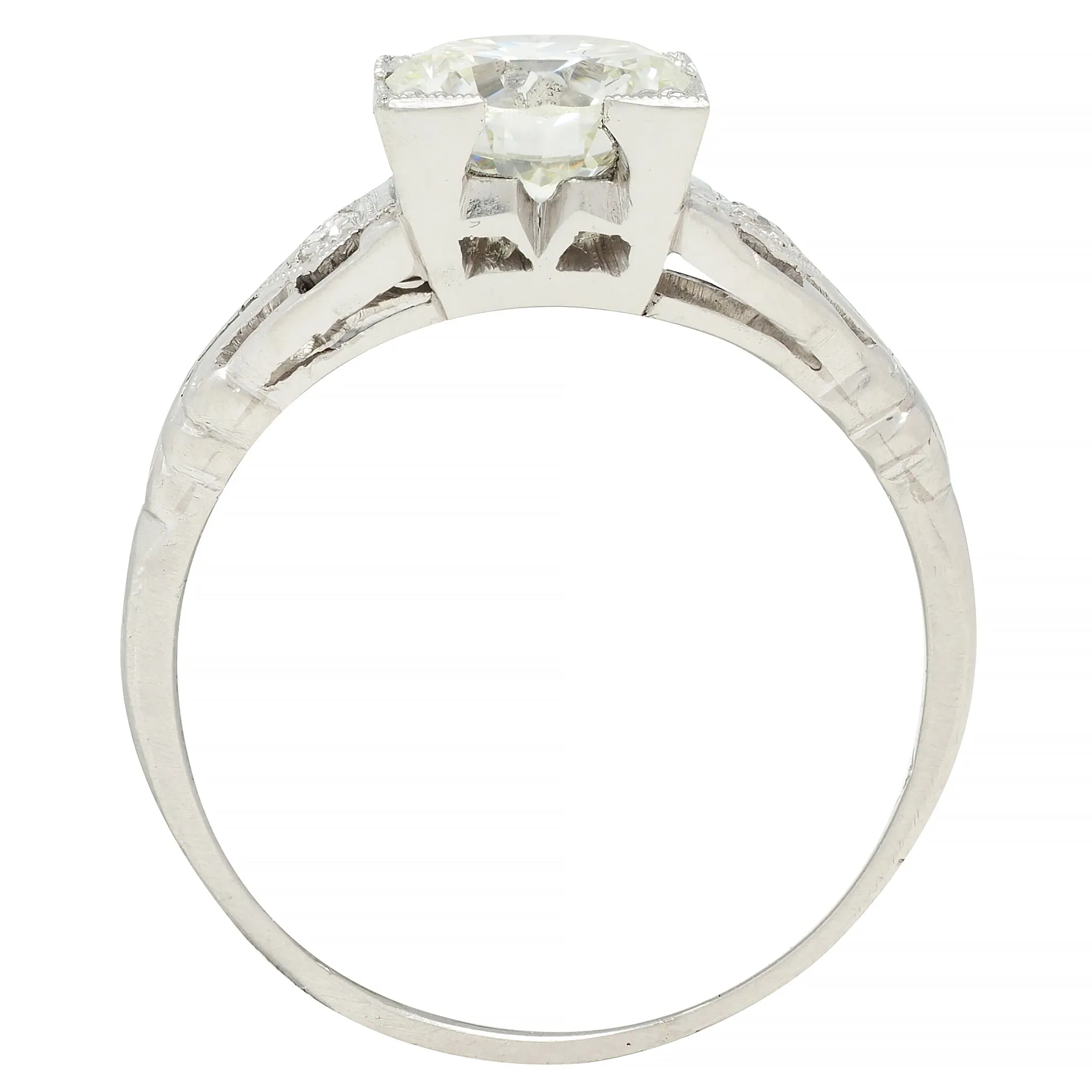 Art Deco 1.03 CTW Old European Cut Diamond Platinum Streamlined Vintage Engagement Ring