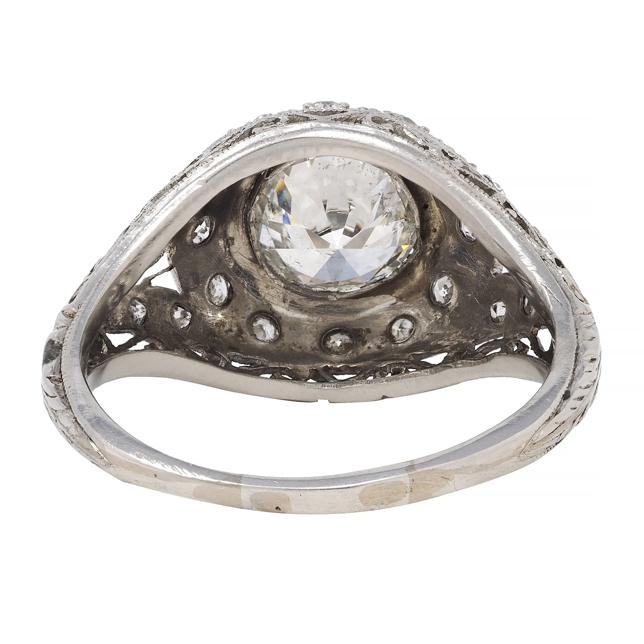 Art Deco 1.30 CTW Diamond Platinum Octagonal Bombay Vintage Engagement Ring