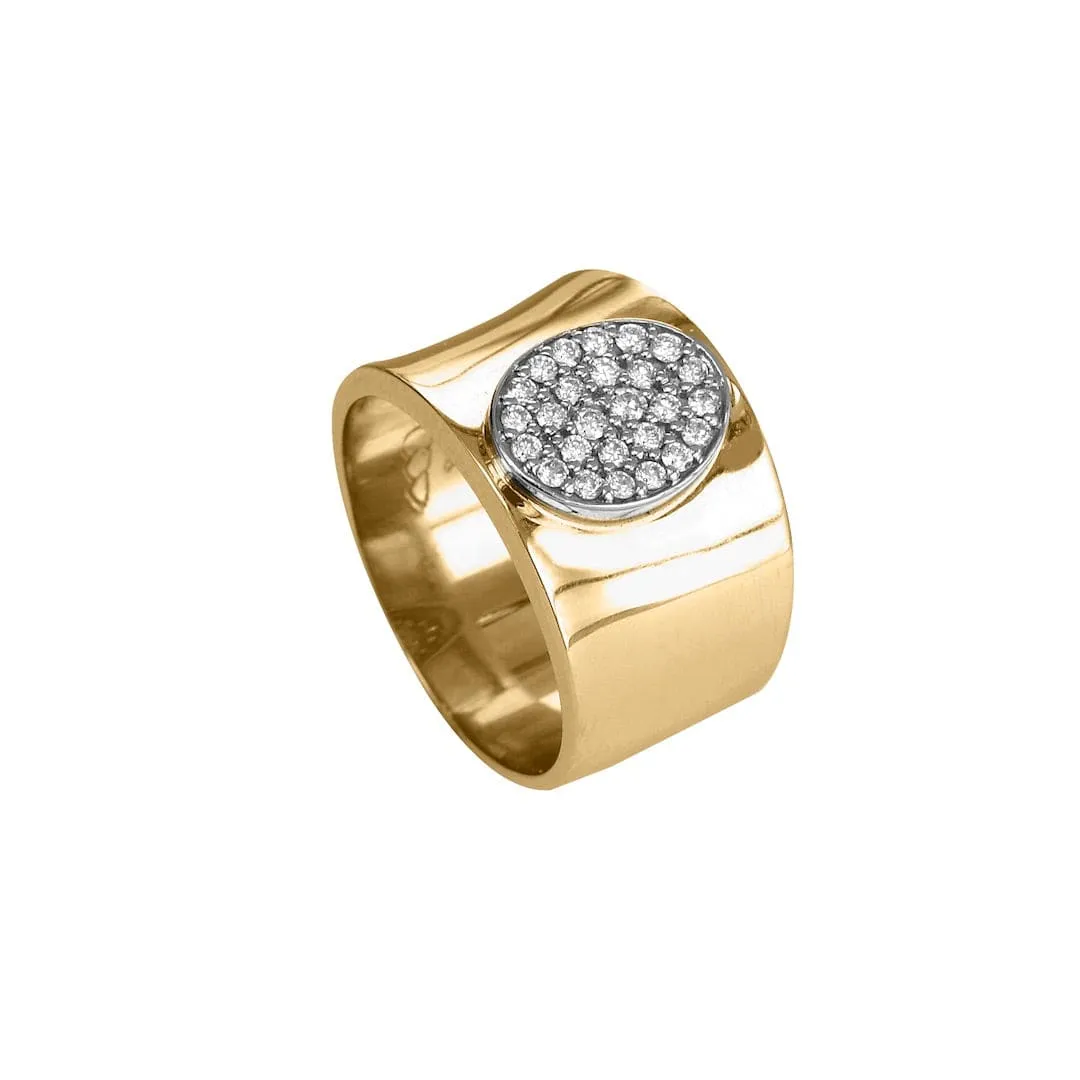 Backes and Strauss Two-Tone Gold and Diamond Oval Centre Ring