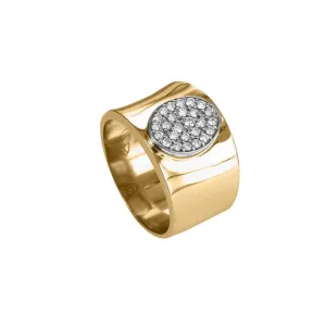 Backes and Strauss Two-Tone Gold and Diamond Oval Centre Ring