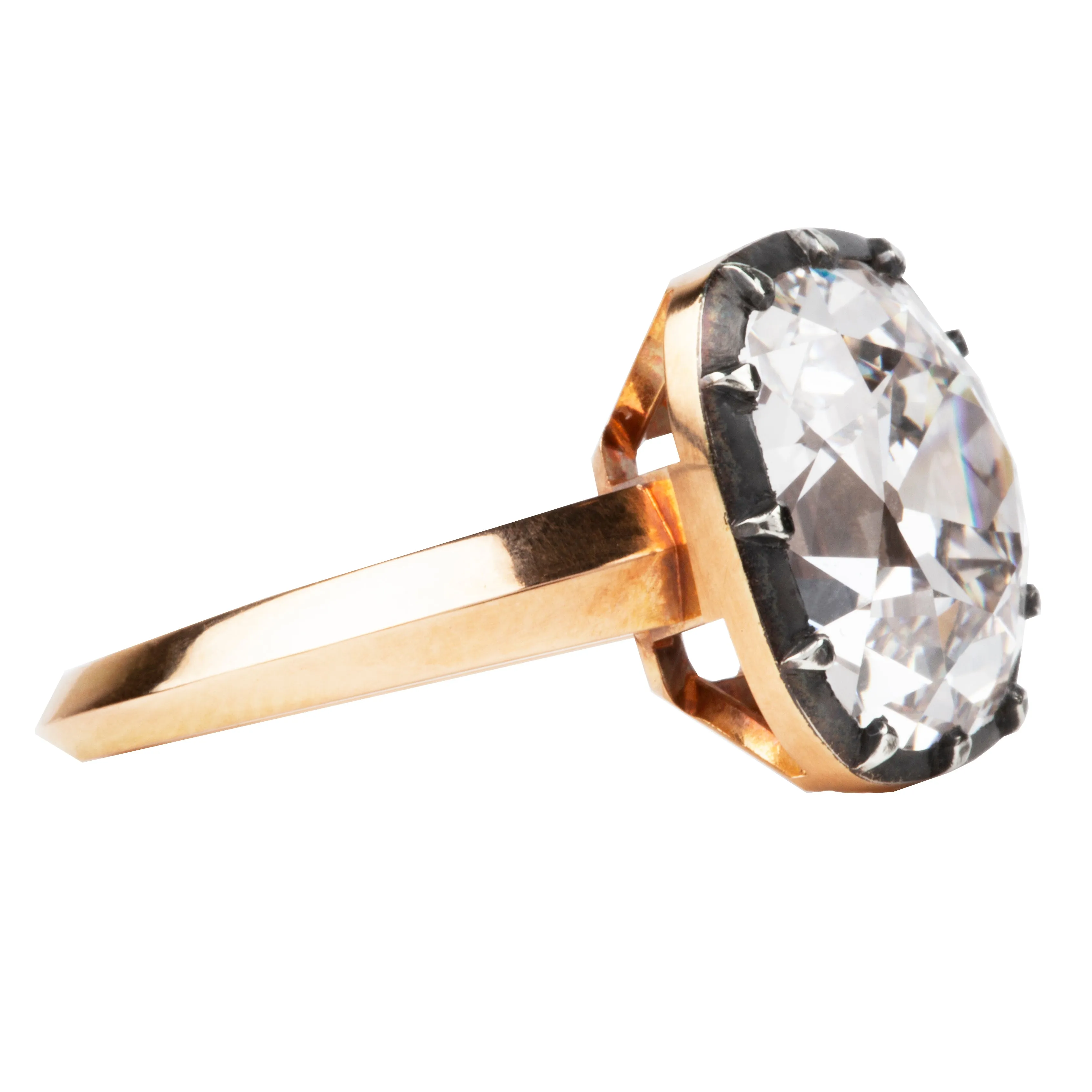 Bell & Bird Cutaway Cushion Cut Diamond Ring
