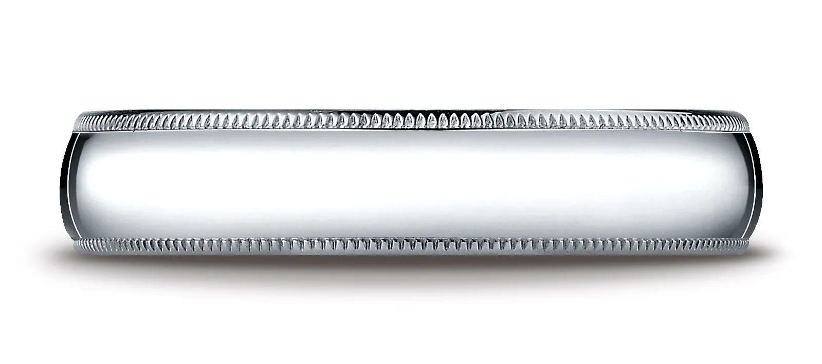 Benchmark 10K White Gold 5mm Slightly Domed Standard Comfort-Fit Wedding Band Ring with Milgrain