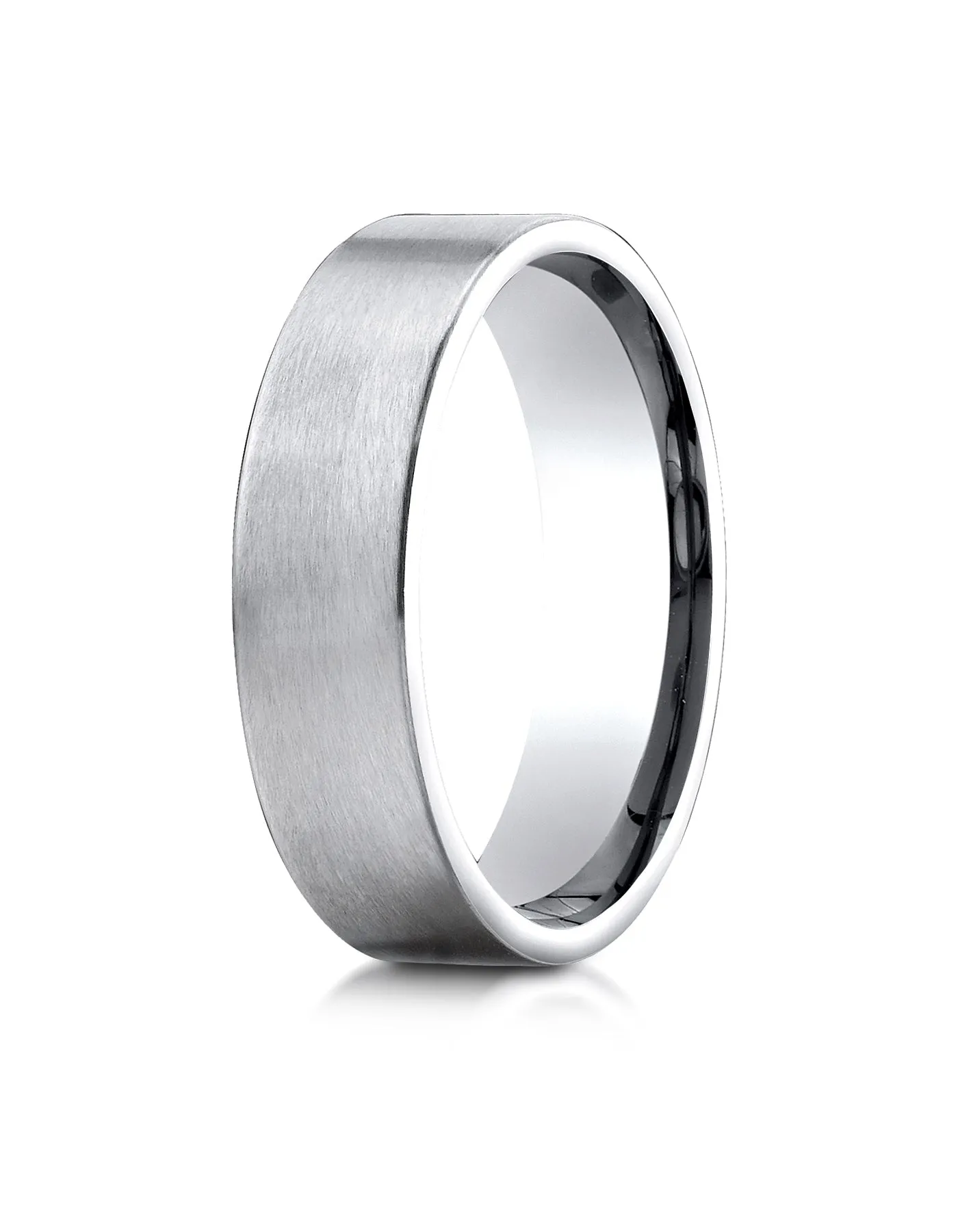 Benchmark 10K White Gold 6mm Comfort-Fit Satin-Finished Carved Design Wedding Band Ring (Sizes 4 - 15 )