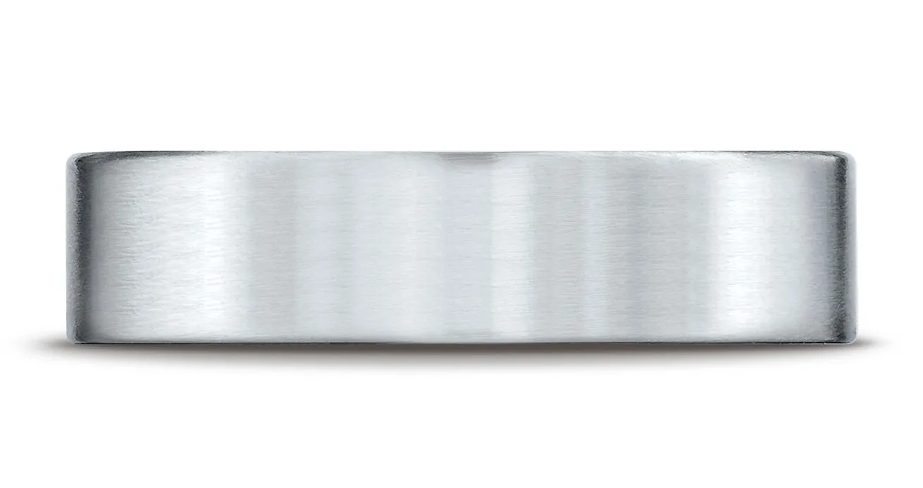 Benchmark 10K White Gold 6mm Comfort-Fit Satin-Finished Carved Design Wedding Band Ring (Sizes 4 - 15 )