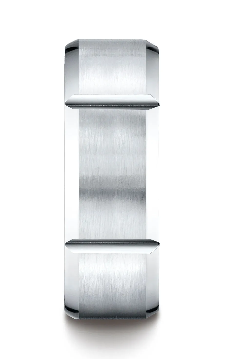 Benchmark 10K White Gold 8mm Comfort-Fit Satin-Finished Grooves Carved Design Wedding Band Ring