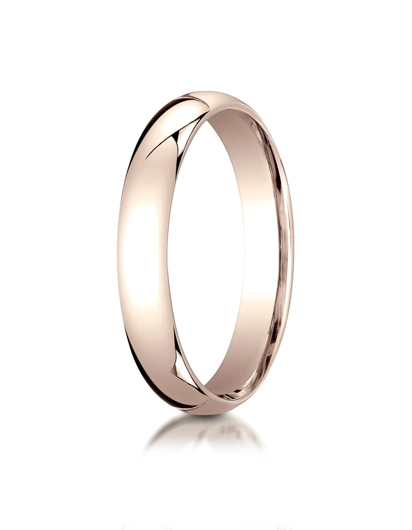 Benchmark 14K Rose Gold 4mm Slightly Domed Standard Comfort-Fit Wedding Band Ring (Sizes 4 - 15 )