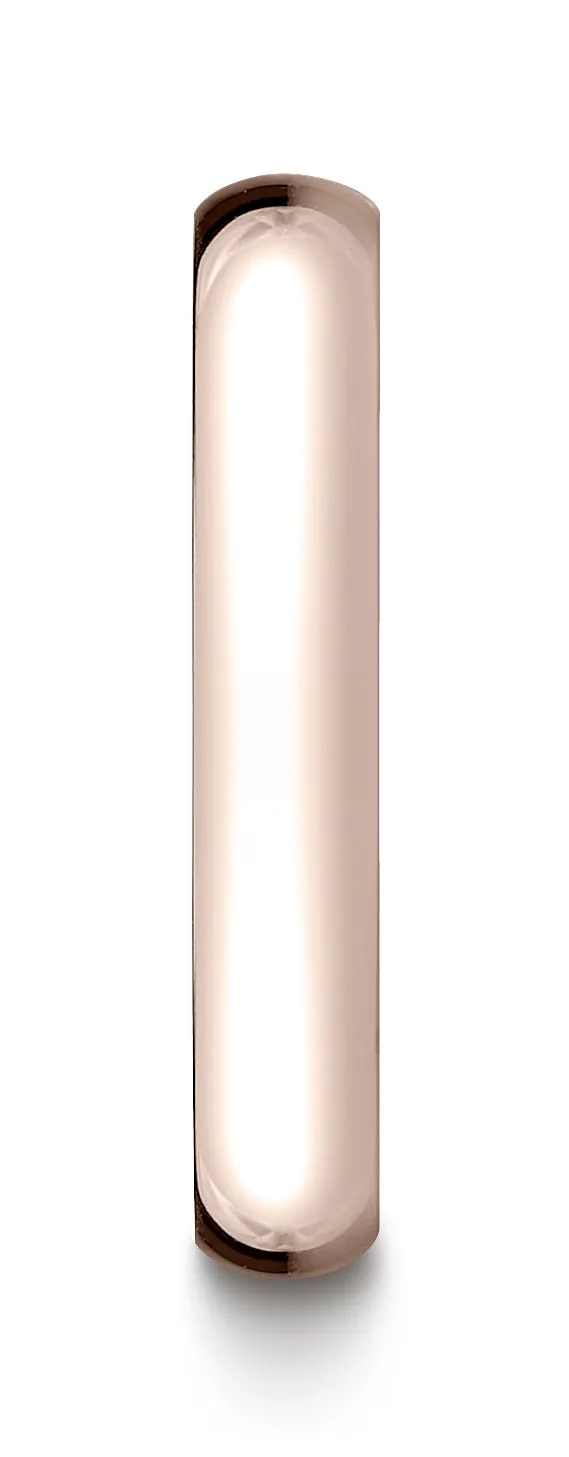 Benchmark 14K Rose Gold 4mm Slightly Domed Standard Comfort-Fit Wedding Band Ring (Sizes 4 - 15 )