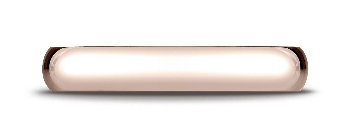 Benchmark 14K Rose Gold 4mm Slightly Domed Standard Comfort-Fit Wedding Band Ring (Sizes 4 - 15 )