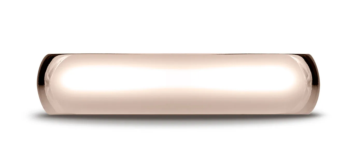 Benchmark 14K Rose Gold 5mm Slightly Domed Standard Comfort-Fit Wedding Band Ring (Sizes 4 - 15 )